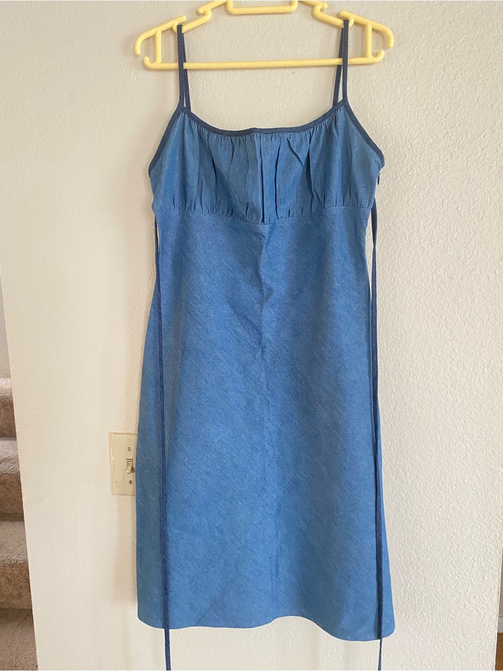 Blue denim Spaghetti Strap A-Line Dress